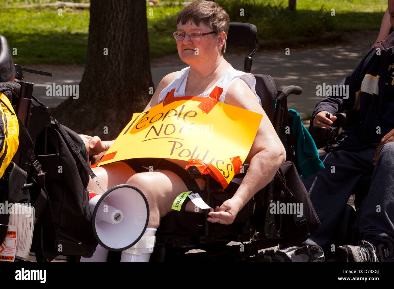 Behinderung Rechte Gruppe, ADAPT, Kundgebung gegen Medicaid in Washington, D.C. Stockfoto