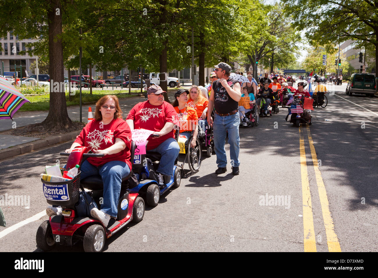 Behinderung Rechte Gruppe, ADAPT, Kundgebung gegen Medicaid in Washington, D.C. Stockfoto