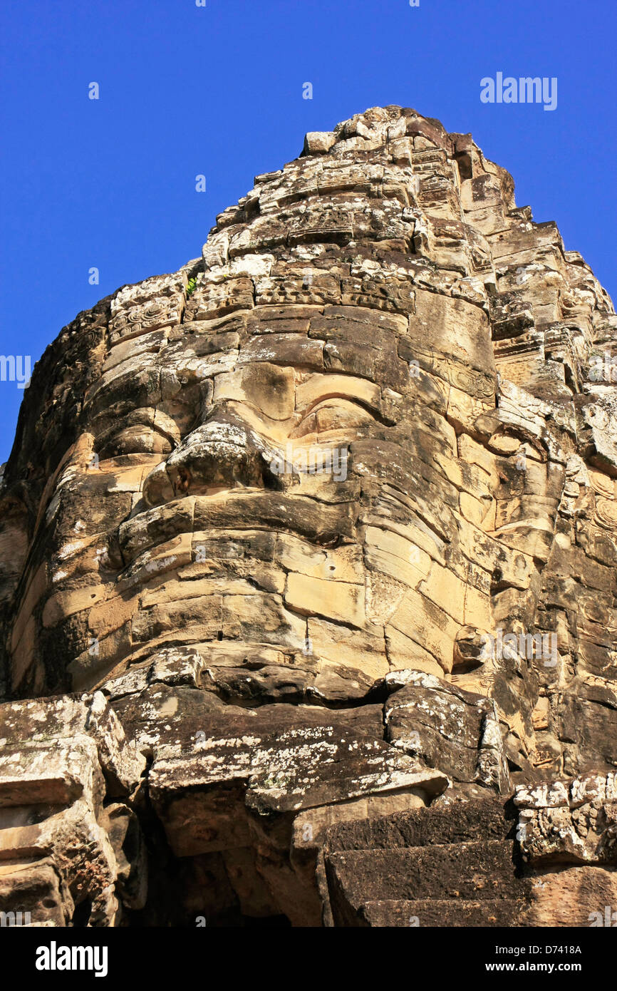 Stein-Gesichter der Südtor, Angkor Thom, Angkor Gebiet, Siem Reap, Kambodscha Stockfoto