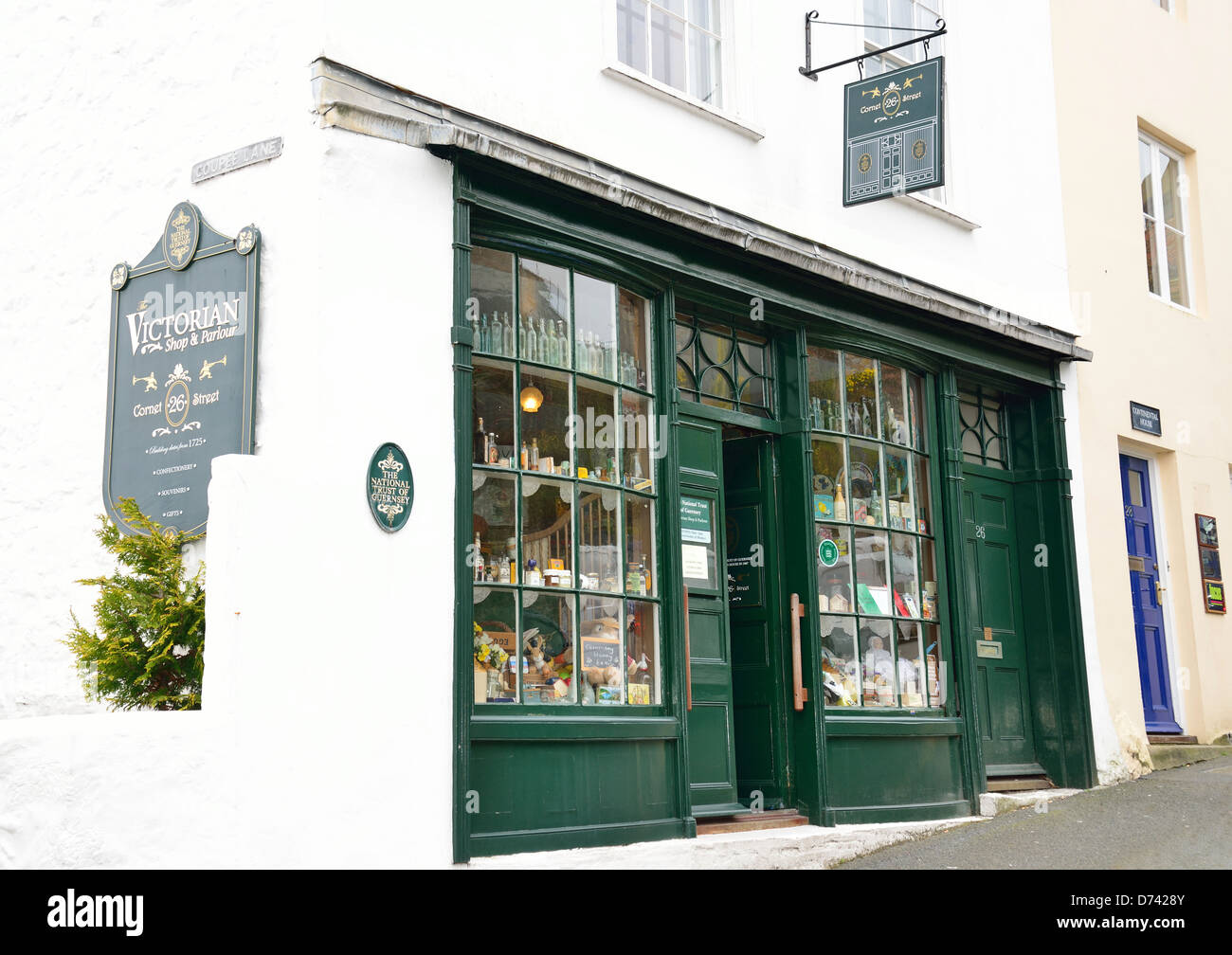 Viktorianische Shop & Stube, Cornet Street, St. Peter Port (Saint-Pierre-Port), Guernsey, Vogtei Guernsey, Channel Islands Stockfoto