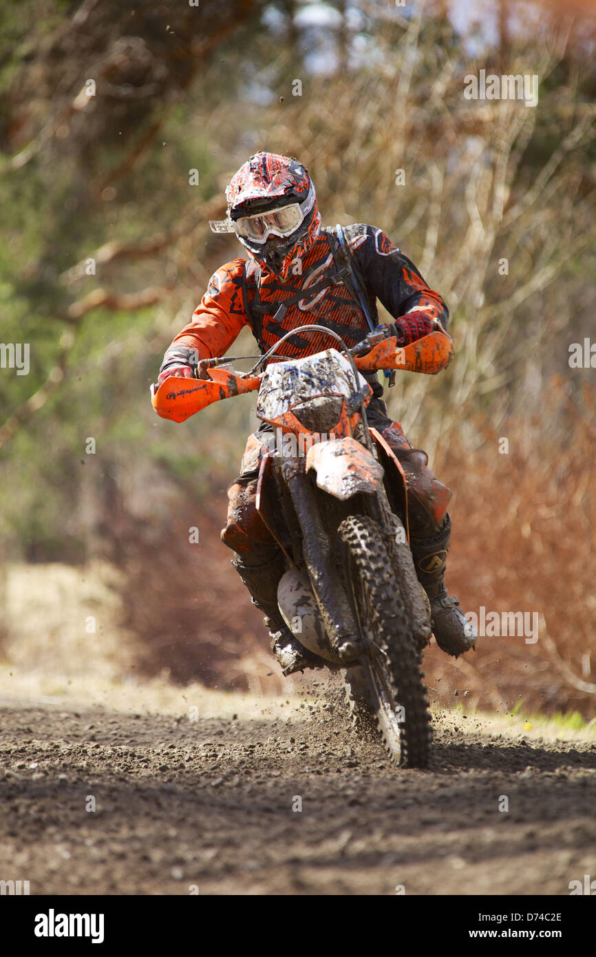 Motorradrennen auf Panssari Cross Country-Motocross-Rennen in Finnland Stockfoto