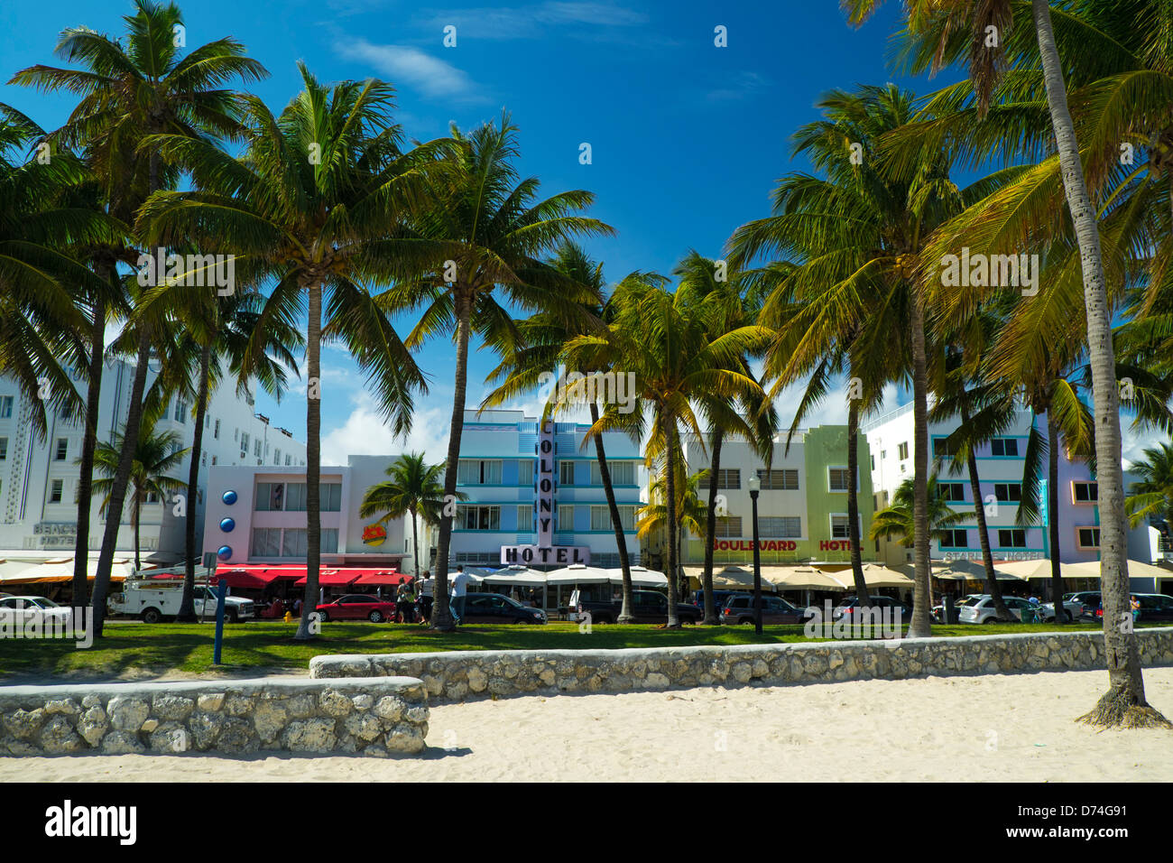 Art-Déco-Hotels, Ocean Drive, Miami Beach, Miami, Florida Stockfoto