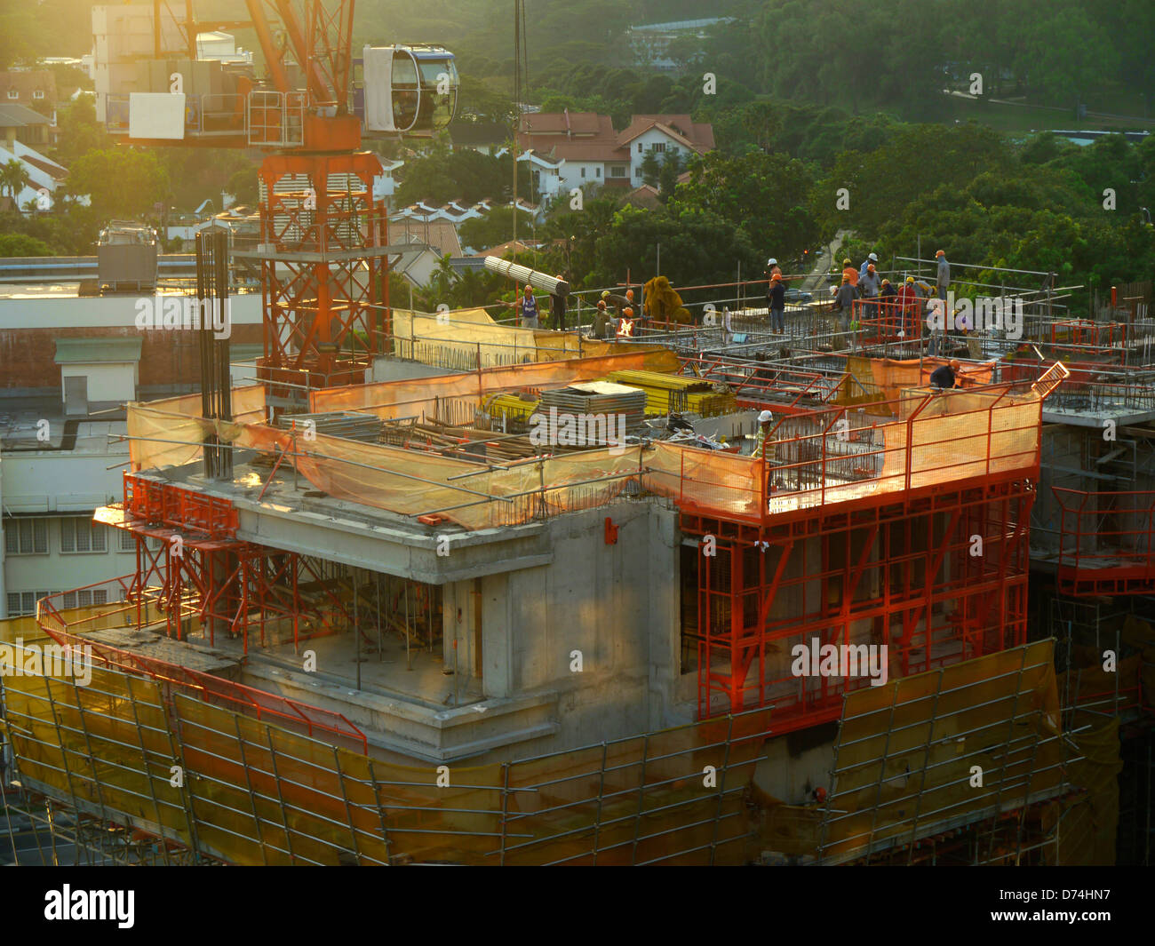 Bau von Hochhaus Unterkunft in Singapur, Asien Stockfoto