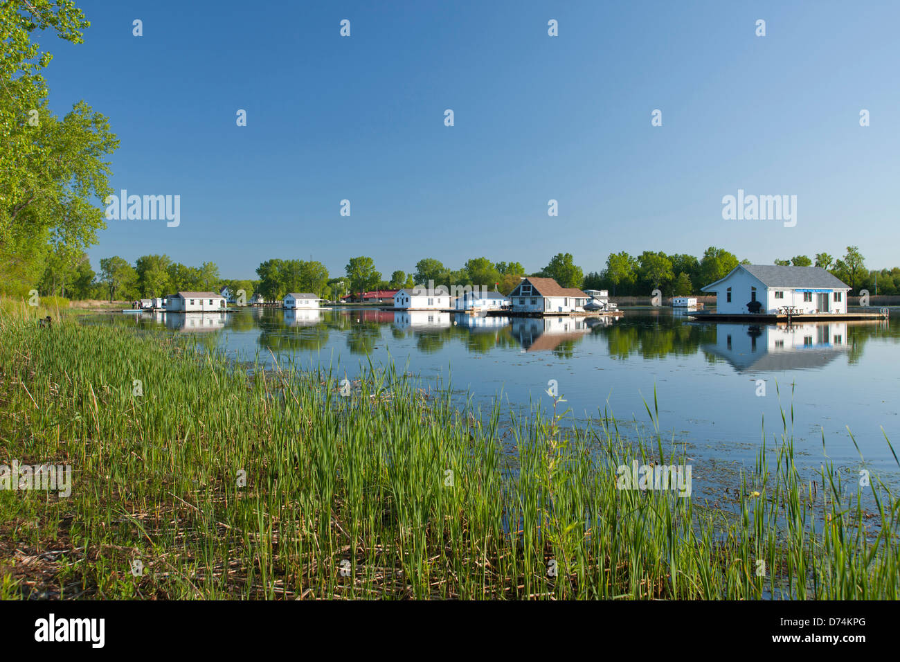 SCHWIMMENDE HÄUSER HUFEISEN TEICH PRESQUE ISLE STATE PARK ERIE PENNSYLVANIA USA Stockfoto