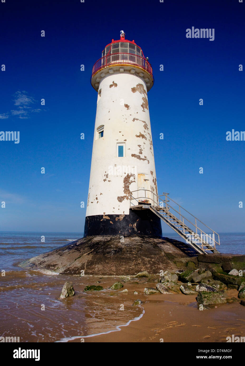Leuchtturm am Talacre Beach North Wales Stockfoto