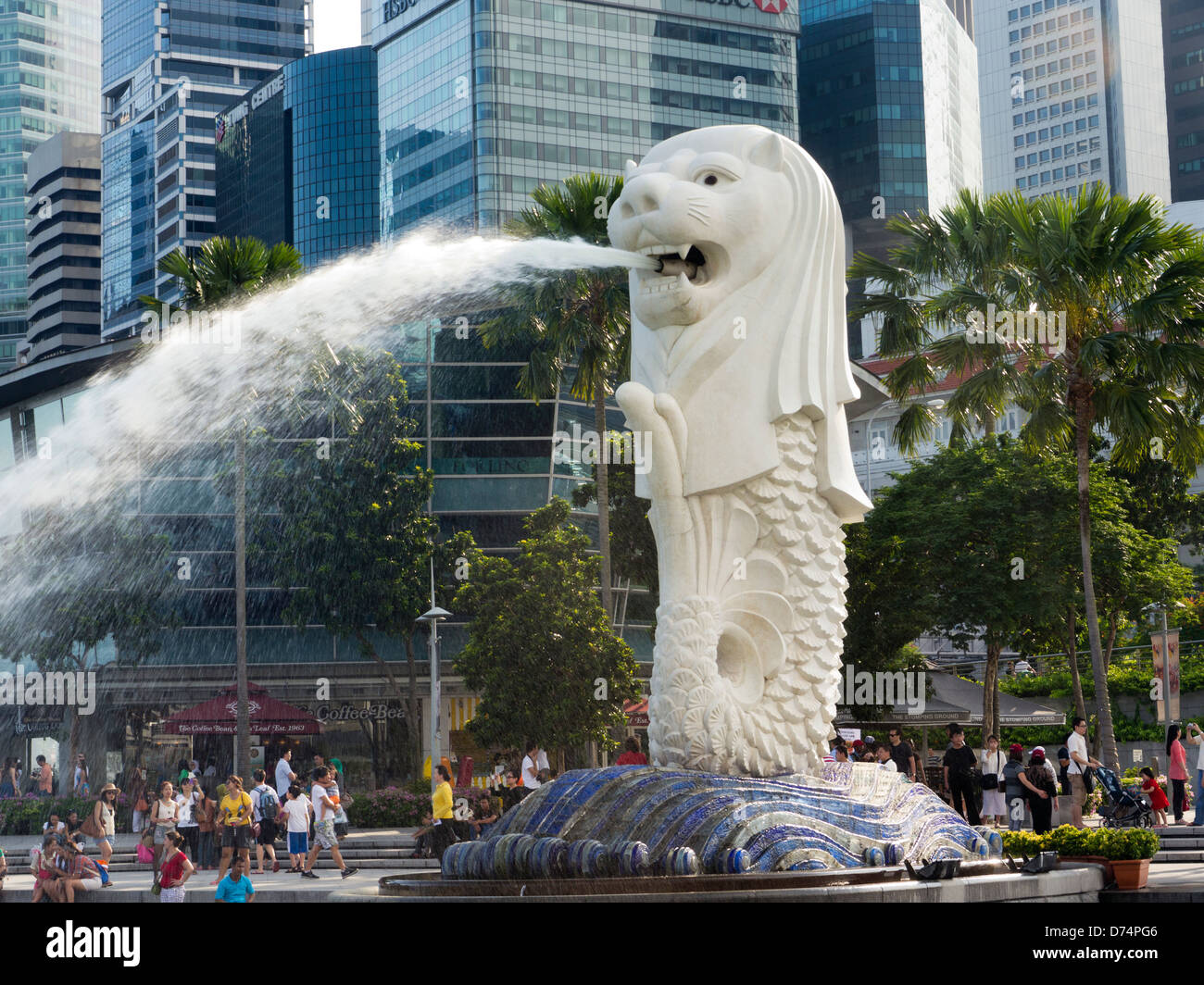 Merlion Park, Skyline von Singapur, Asien Stockfoto