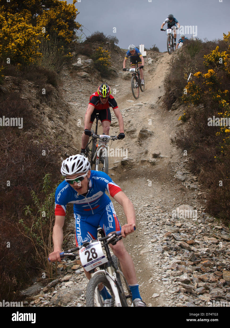 British Cross Country Mountainbike Serie Runde 2, Wheal Maid Tal, Cornwall, UK 2013 Stockfoto