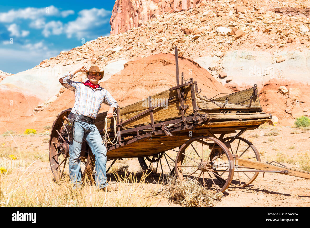 Süd-WEST - braucht ein Cowboy Zeit um sich auszuruhen und zu reflektieren. Stockfoto