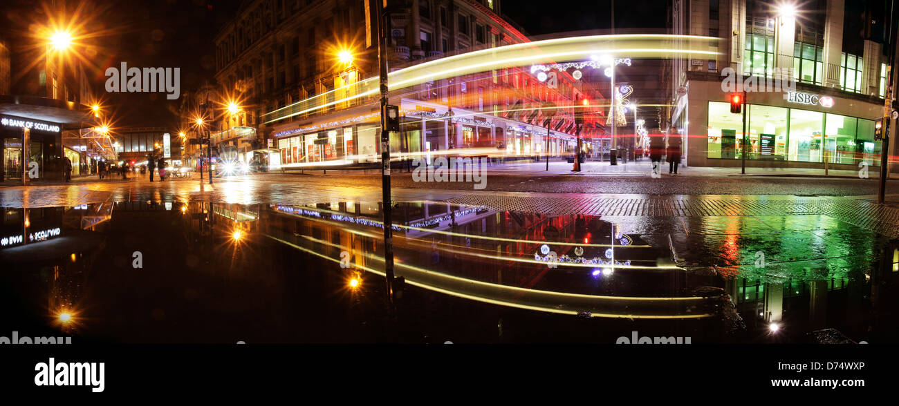 Panorama-Bild genommen in der Argyll Street, Blickrichtung, Buchanan Street im Stadtzentrum von Glasgow Stockfoto