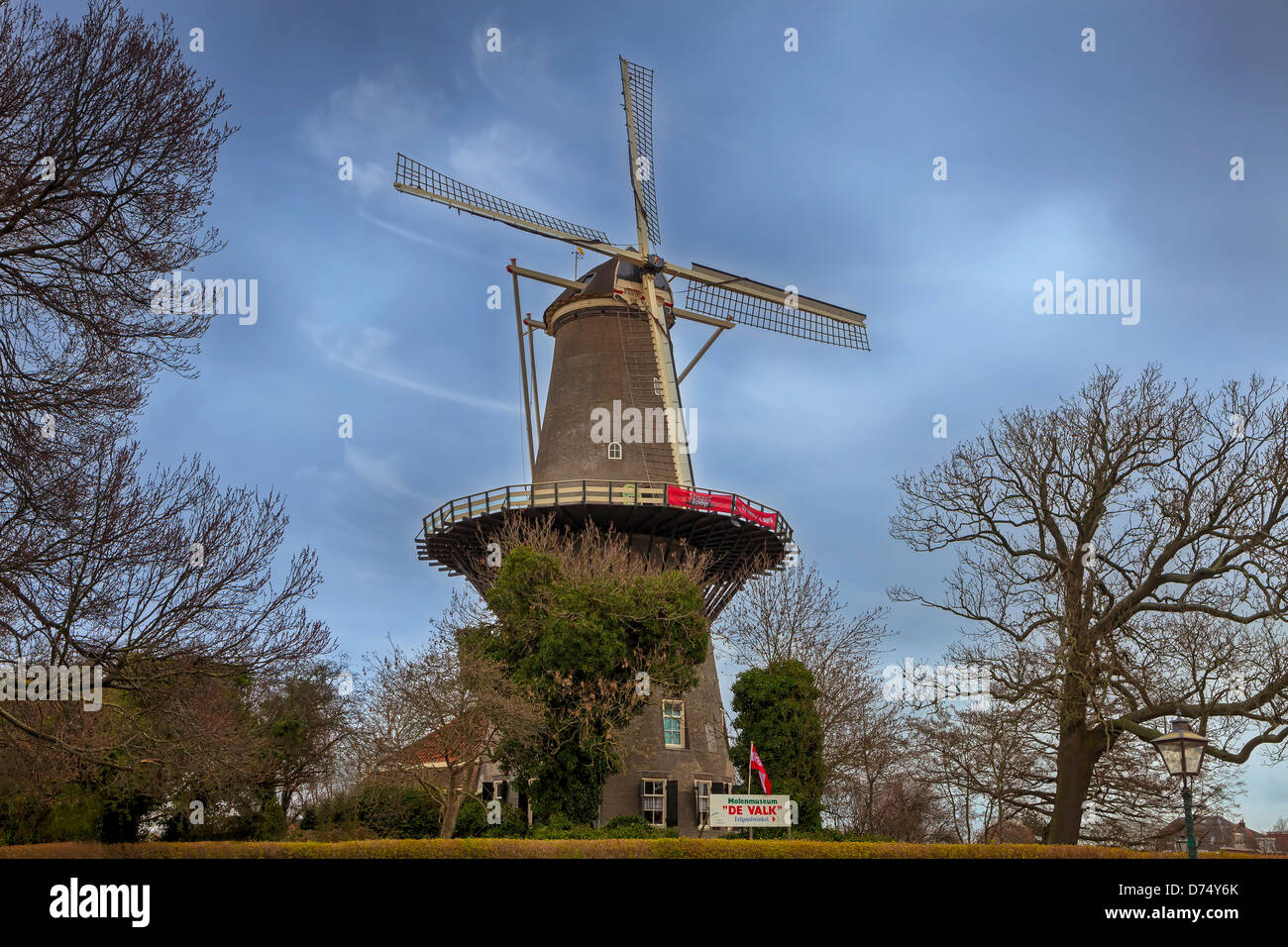 Windmühle Museum De Valk in Leiden, Südholland, Niederlande Stockfoto
