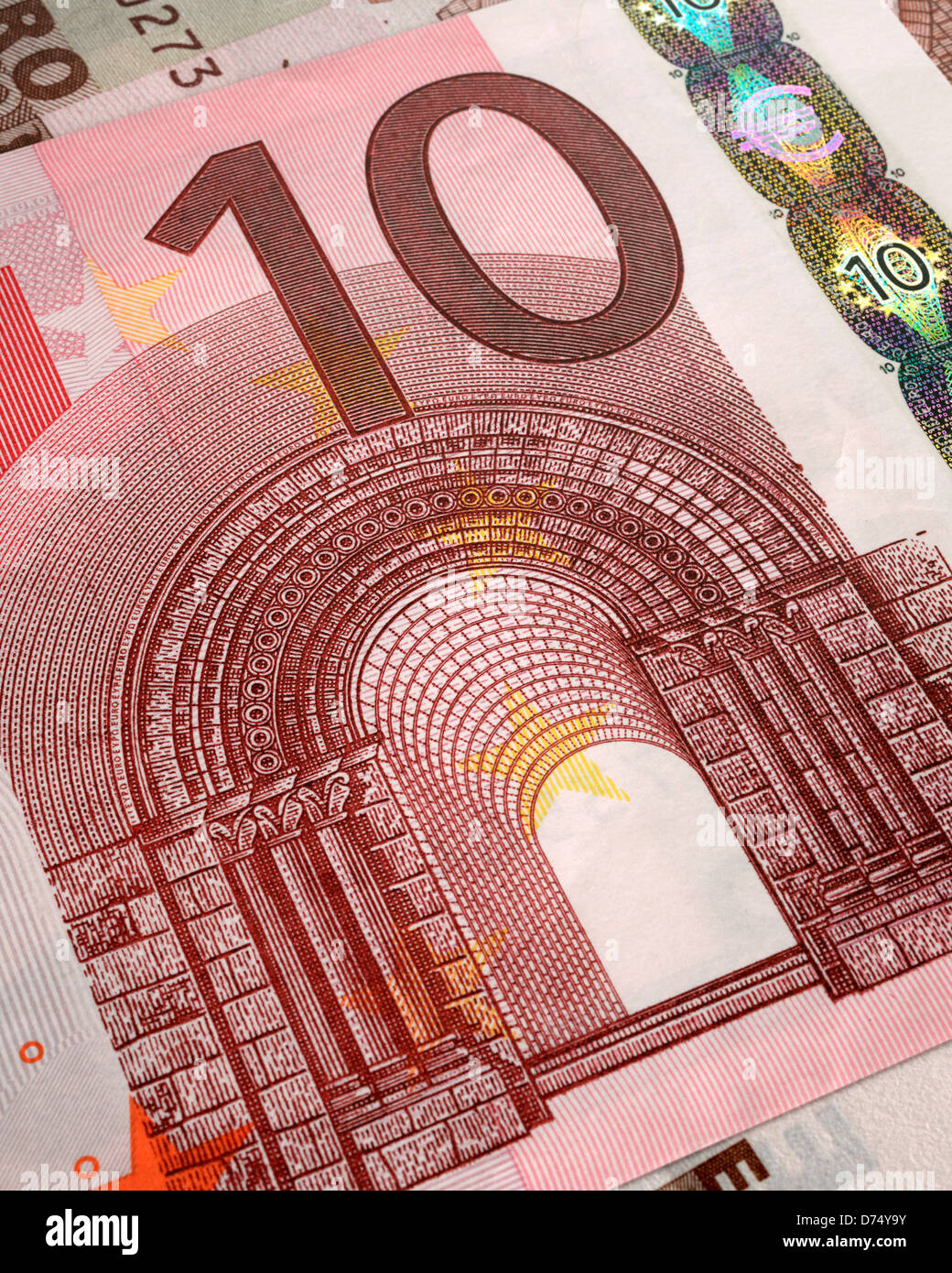 10-Euro-Schein hautnah Stockfoto