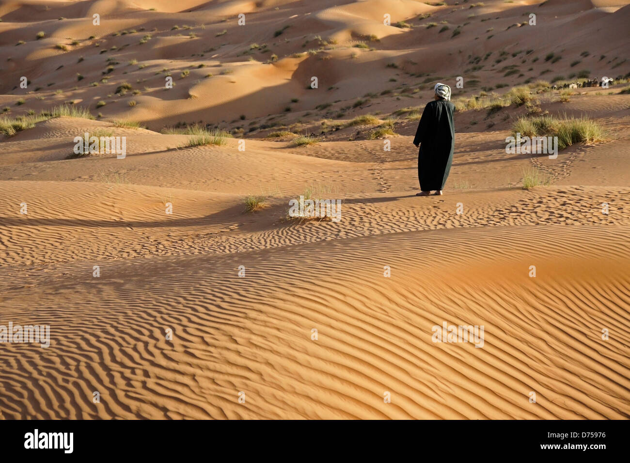 Beduinen (Beduinen) Mann im Wahiba Sands (Sharqiya Sands), Oman Stockfoto