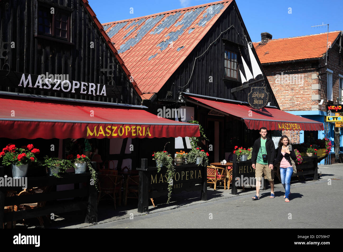 Halbinsel Hel (Hela), Mierzeja Beginn, Dorf Hel, Restaurant MASZOPERIA, Pommern, Polen Stockfoto