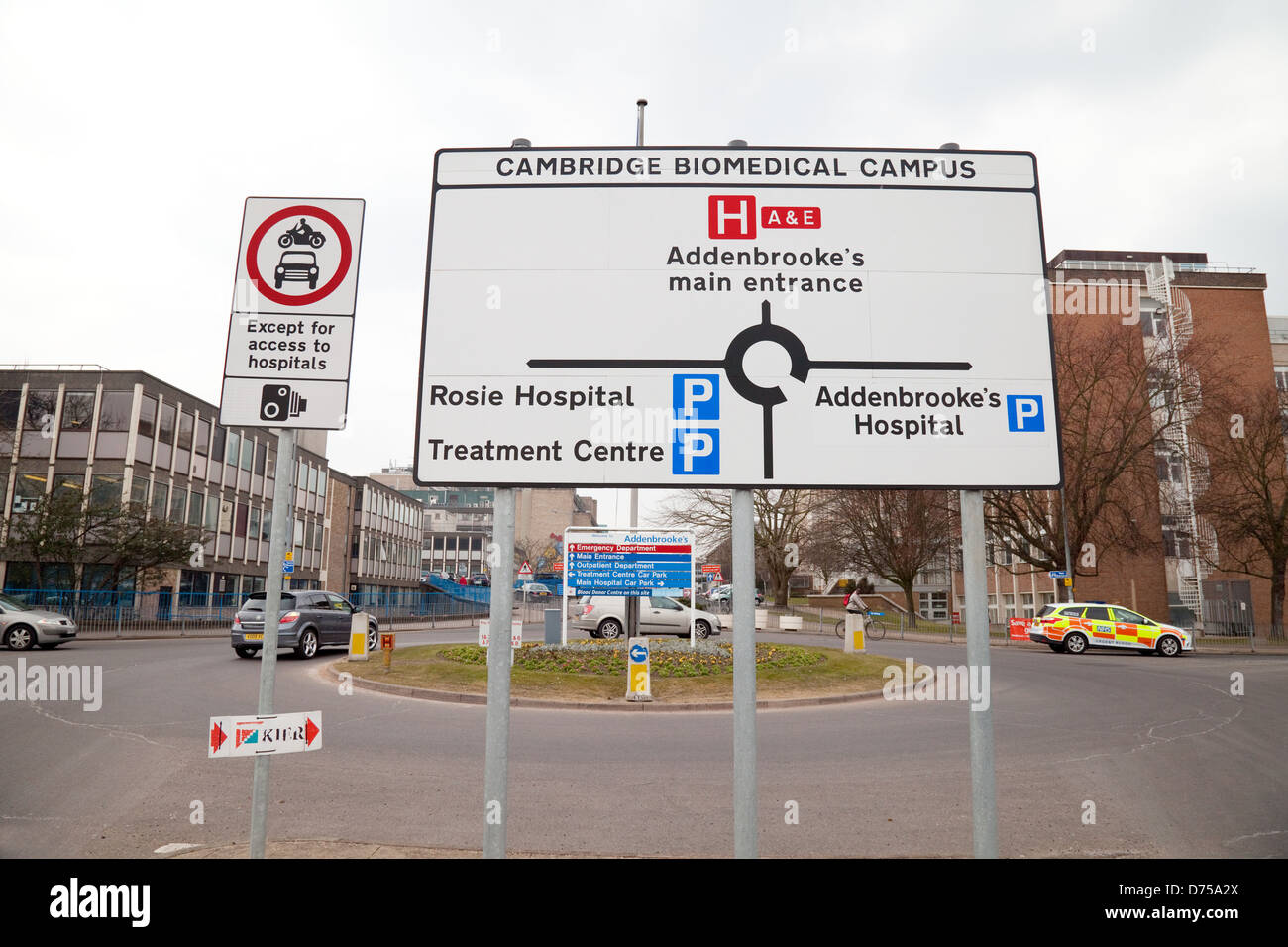 Biomedizinischen Campus Cambridge Ortseingangsschild, Hills Road, Cambridge, Cambridgeshire, Großbritannien Stockfoto