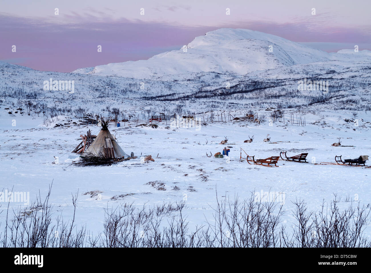 Samendorf in Norwegen. Stockfoto