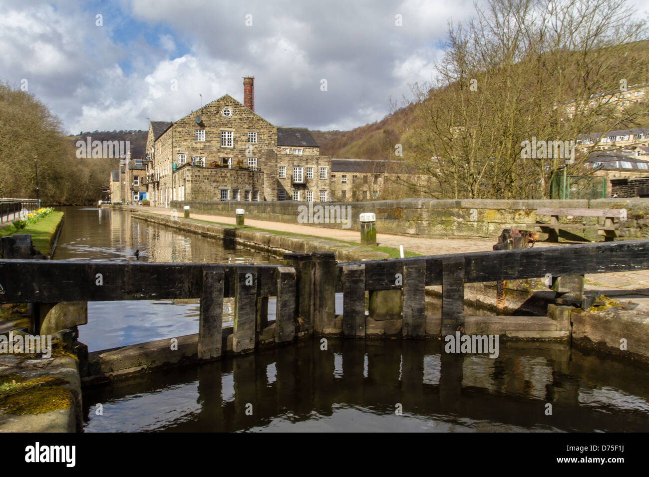 Sperren Sie 9, Blackpit Sperre auf dem Rochdale Kanal, Hebden Bridge, Großbritannien Stockfoto