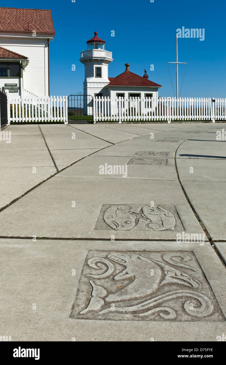 Mukilteo Lighhouse (gegr. 1906) an den Ufern des Puget Sound, Mukilteo, Washington, USA Stockfoto