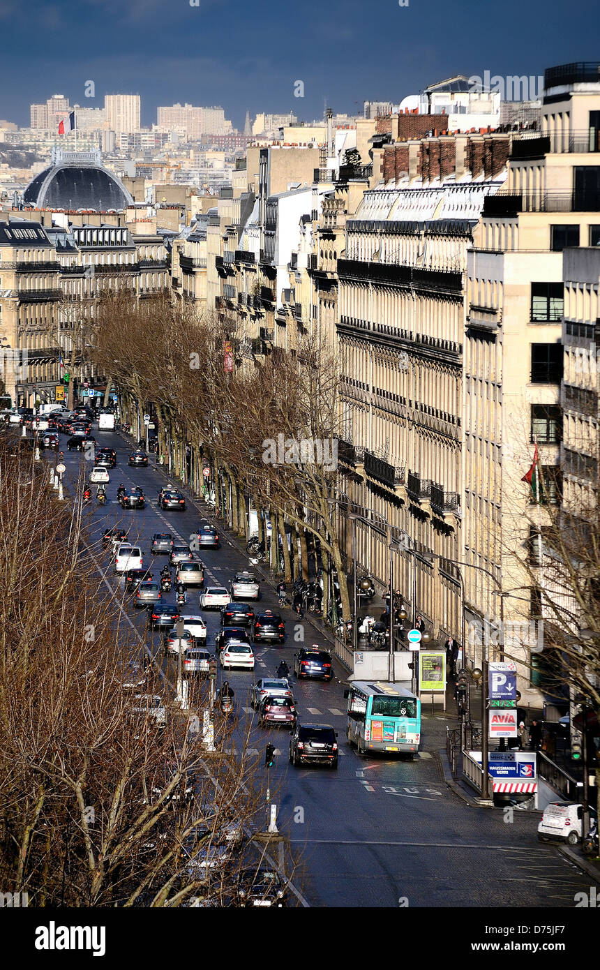 Skyline Boulevard Haussmann und Paris Frankreich Stockfoto