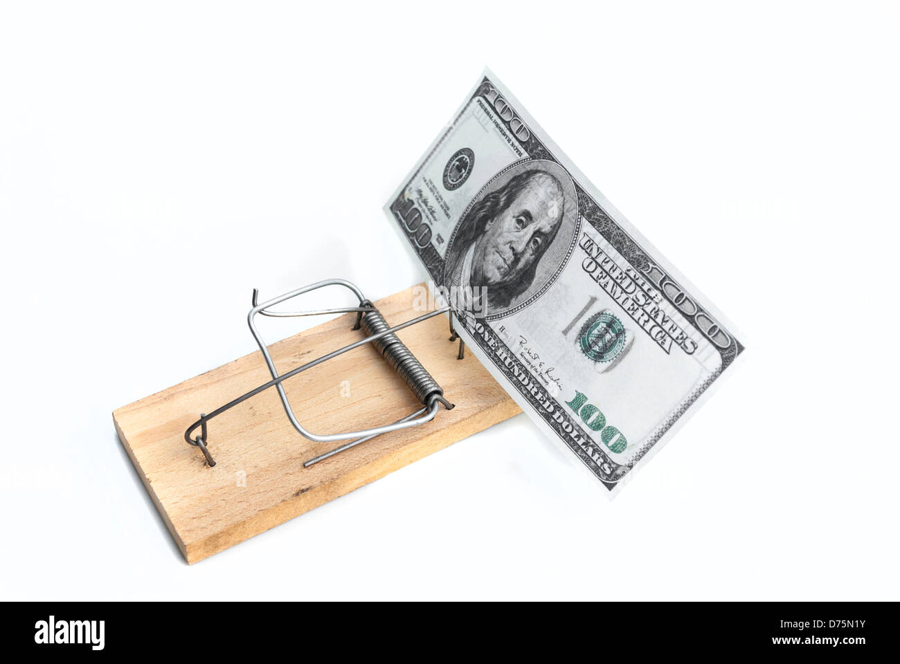 Dollar in der Mausefalle Stockfoto