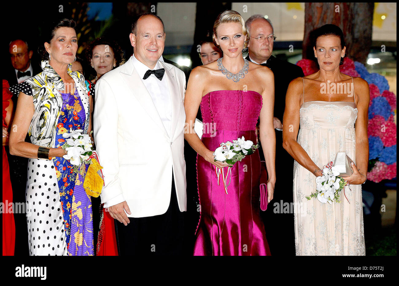 Caroline, Prinzessin von Hannover, Prinz von Monaco, Prinzessin Charlene von Monaco und Prinzessin Stephanie von Monaco, Albert II. 63 Stockfoto