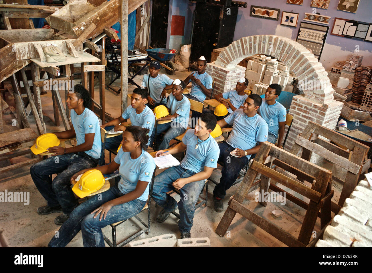 Panama, alten Panama, San Felipe, Studenten lernen Bau Fähigkeiten in der Werkstatt Training Schule (ETP) Stockfoto