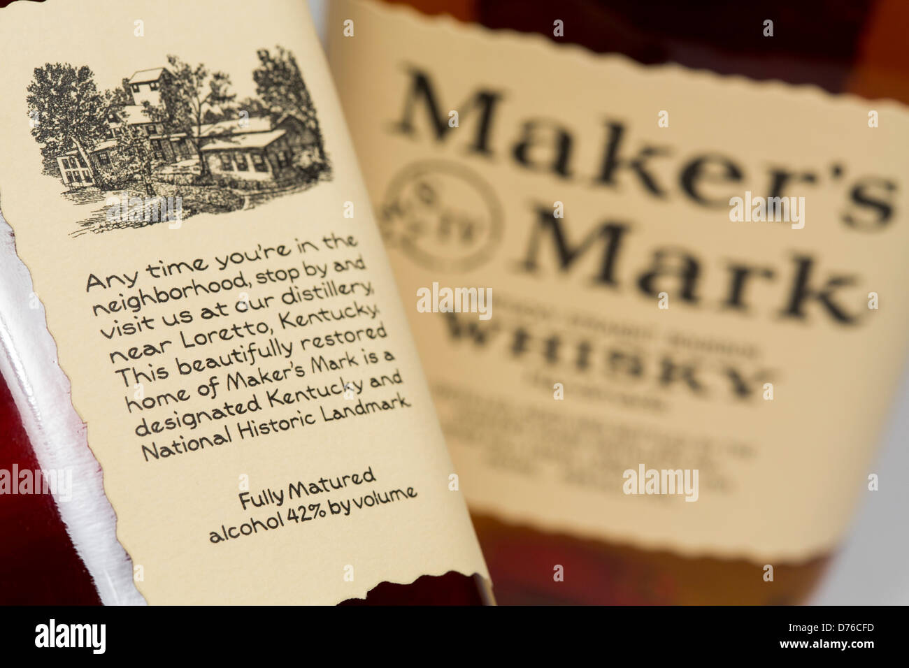 Makers Mark Whiskey um 42 % (84 Beweis) Alkohol Volumenprozent aus seiner ursprünglichen 45 % (90 Beweis) Alkohol verwässert wurde. Stockfoto