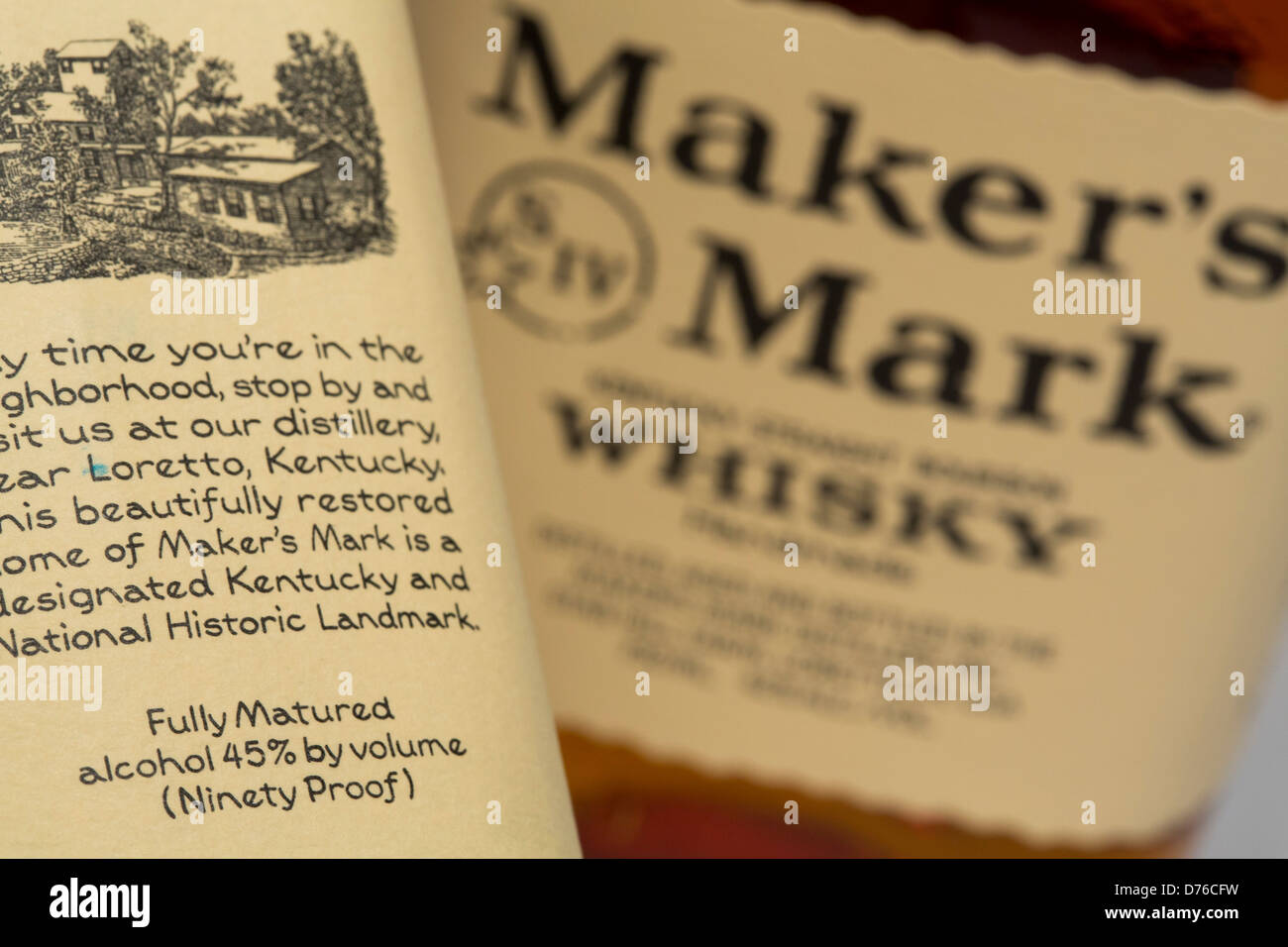 Makers Mark Whiskey mit seiner original 45 % Alkohol (90 Beweis) Inhalt. Stockfoto