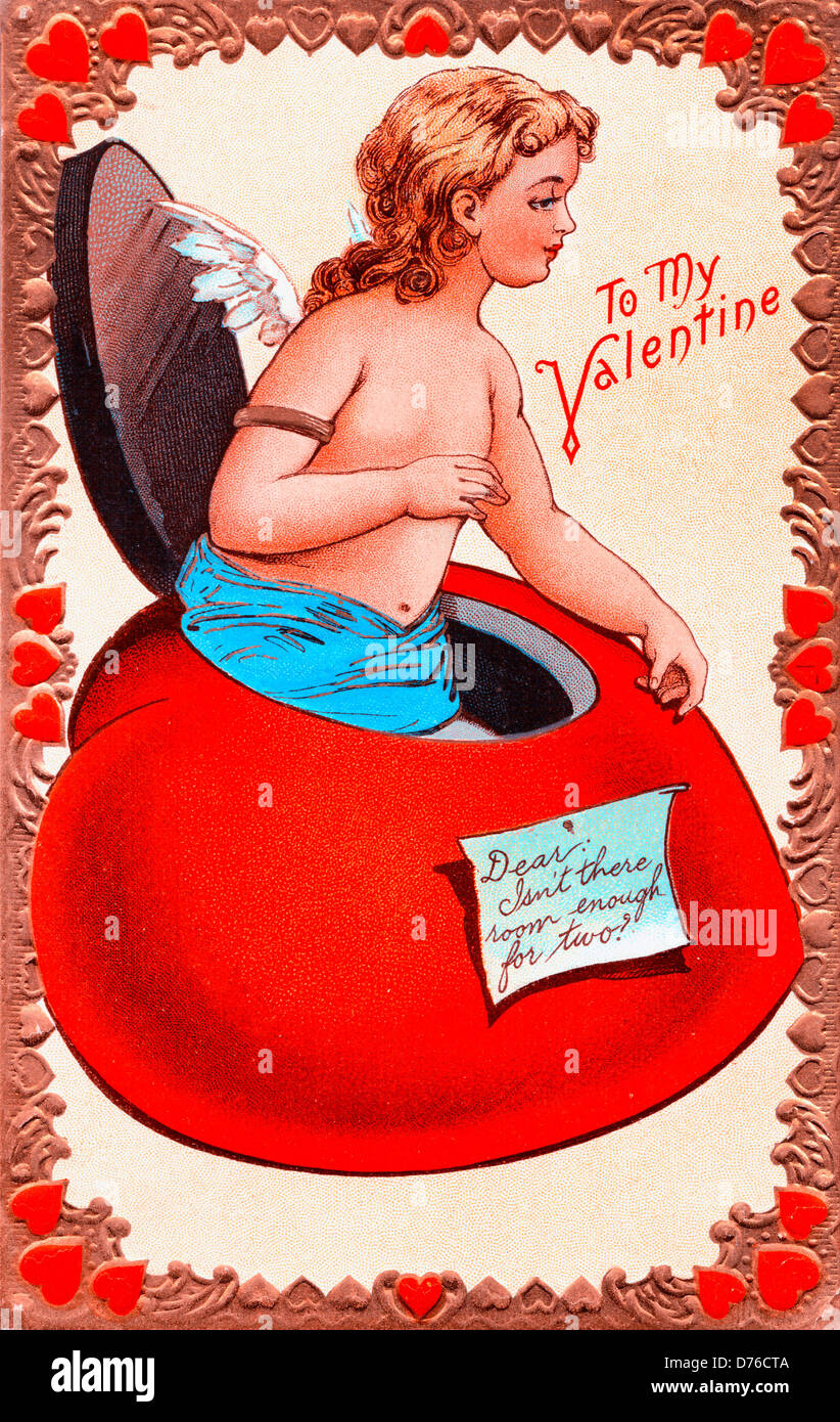 Zu My Valentine - Valentinstag Karte - Liebe, gibt es nicht genug Platz für zwei - Frau in einem Herzen Stockfoto