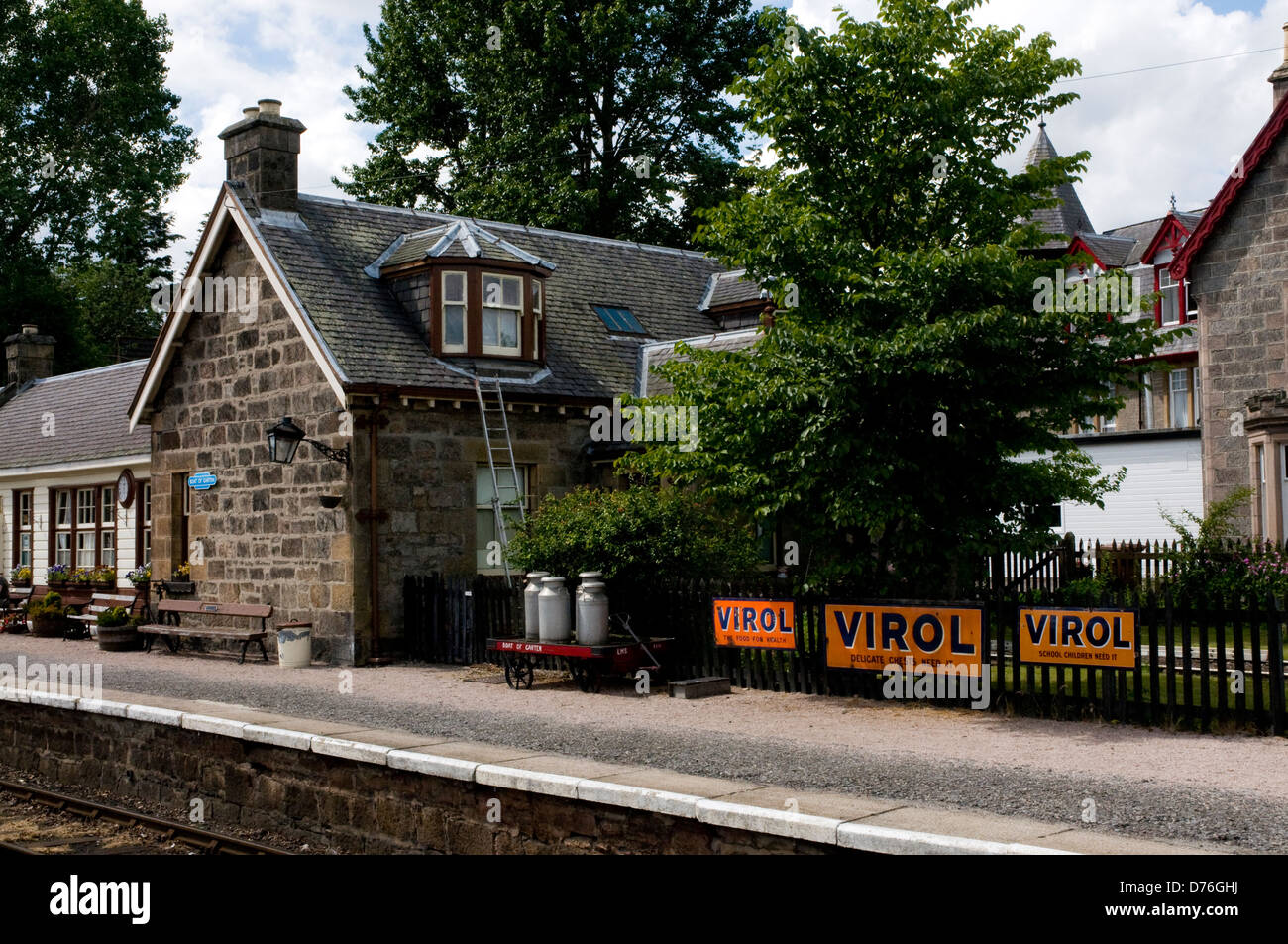 Das Boot des Garten-Station, Strathspey Dampfeisenbahn, Hochland, Schottland Stockfoto