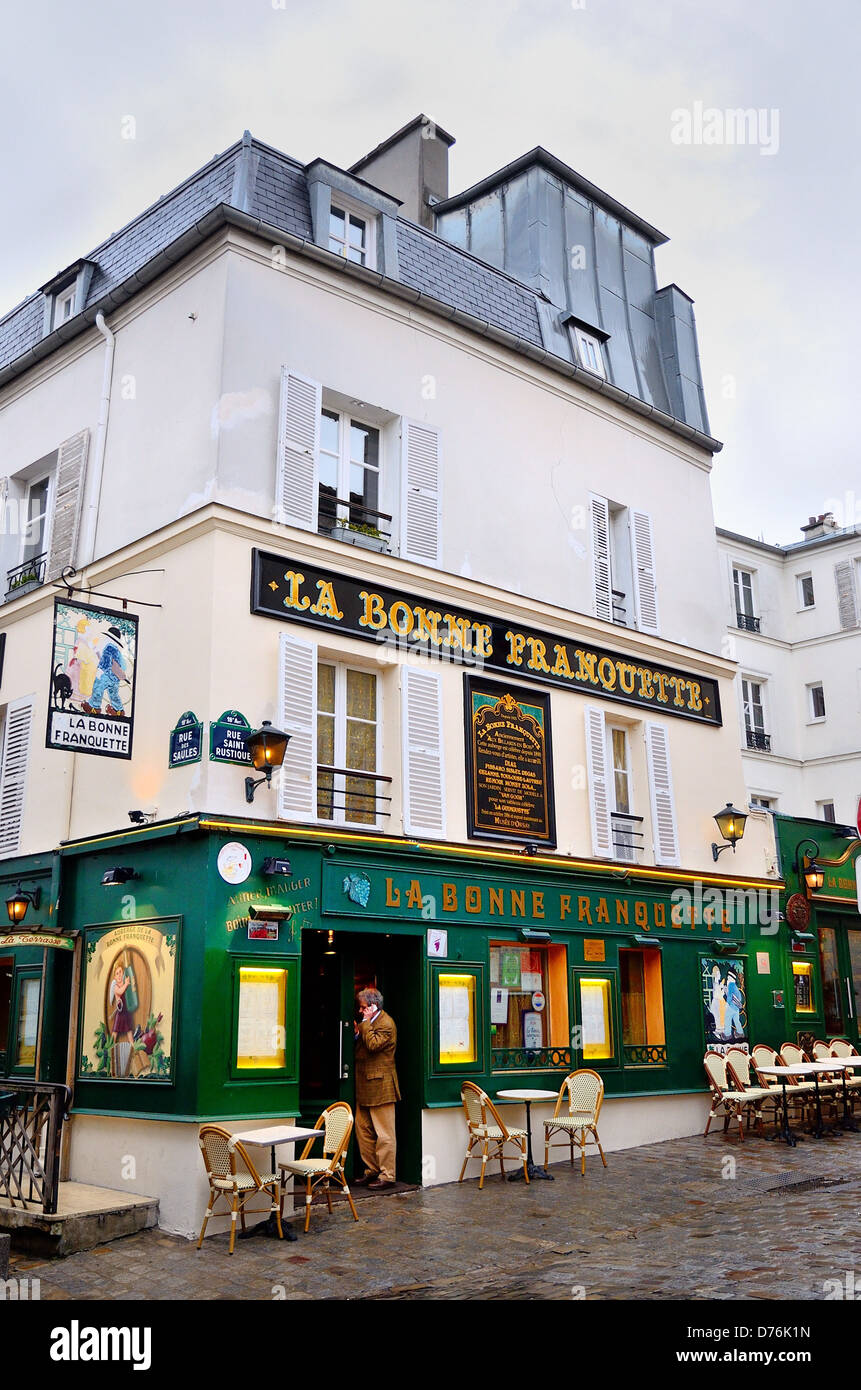 La Bonne Franquette Restaurant in Montmartre Paris Stockfoto