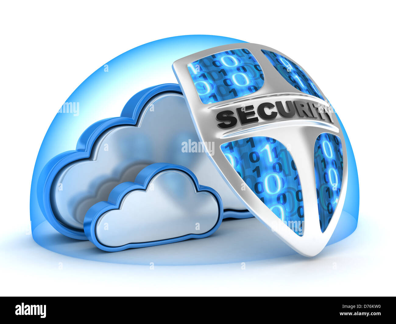 Blue Cloud-Sicherheit (durchgeführt in 3d) Stockfoto