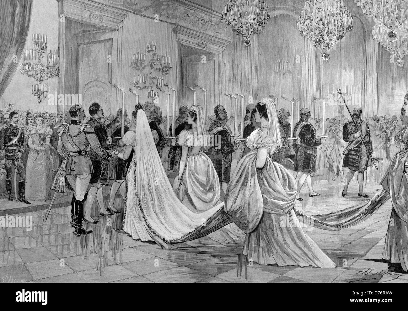 Fackel-Tanz, bei der Hochzeit von Prinzessin Margaret von Preußen, Prinz Friedrich Karl von Hessen-Kassel im Stadtschloss pala Stockfoto