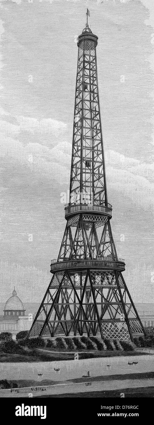 Der riesige Turm, Weltausstellung in Chicago, Illinois, USA, Amerika, Holzschnitt um 1871 Stockfoto