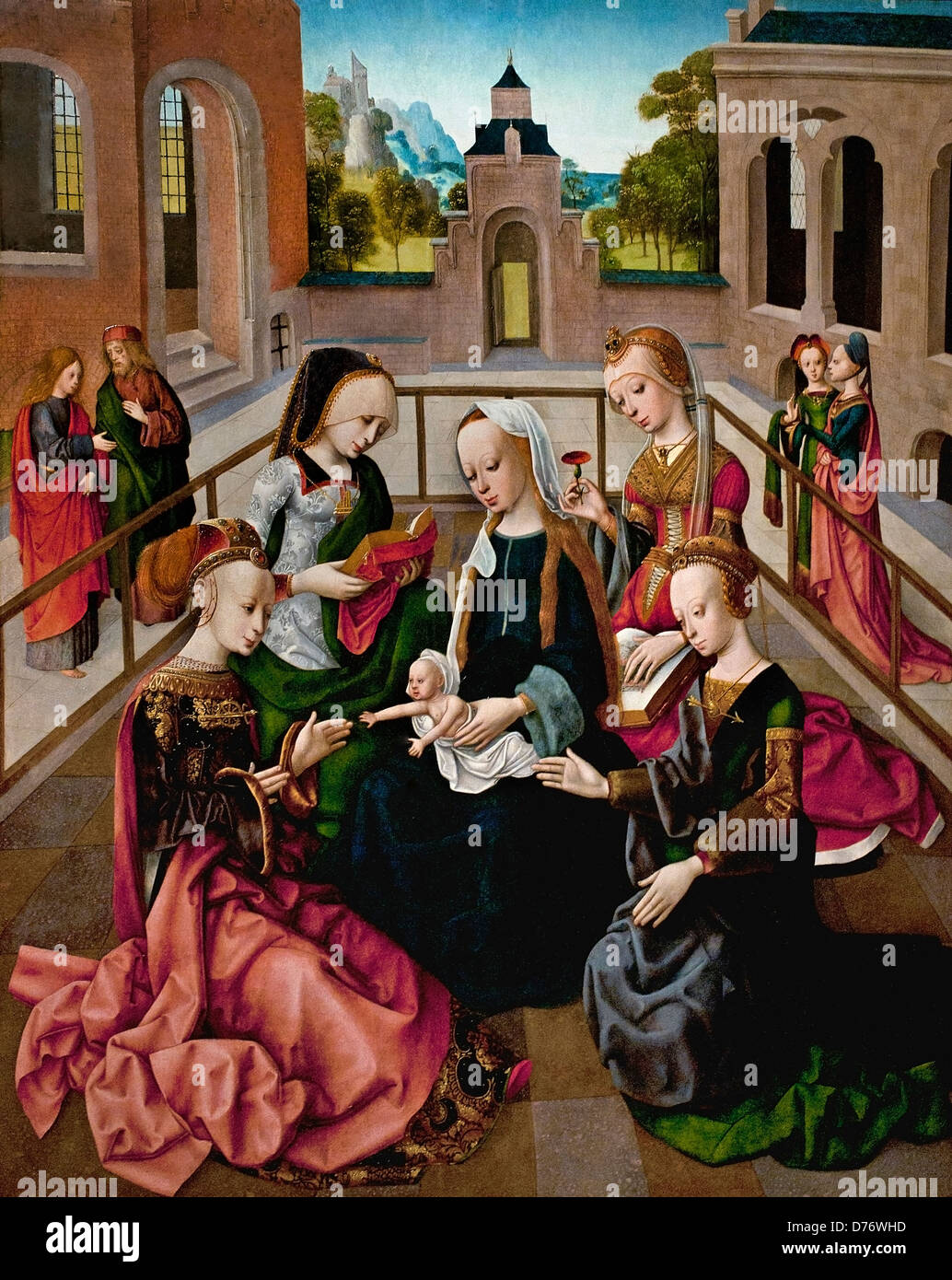 Jungfrau und Kind mit vier Heiligen Jungfrauen 1485 Meister der Virgo inter Virgenes 1475-1510 Niederlande Niederlande Stockfoto