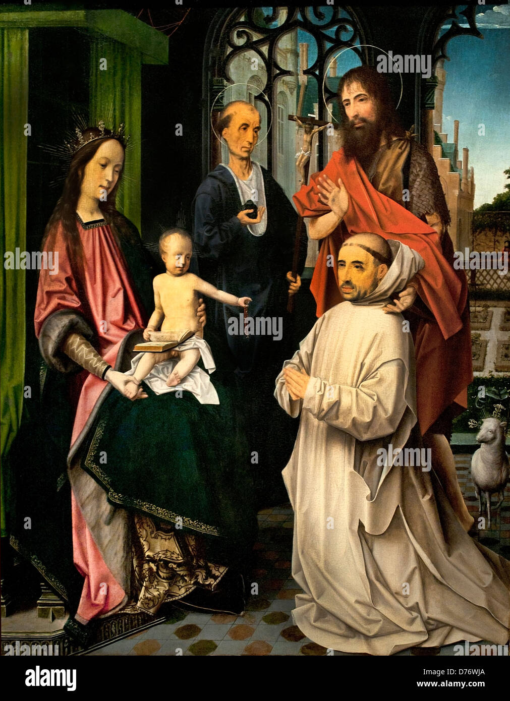 Maria und Christus thront, mit Hieronymus, John the Baptist und ein Kartäuser-Mönch 1510 Jan Provoost 1510 Niederlande Niederlande Stockfoto