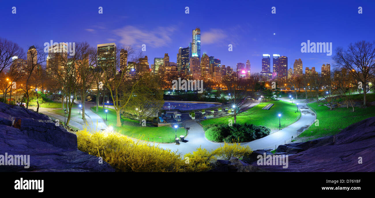 Central Park und Stadtbild von New York City Stockfoto