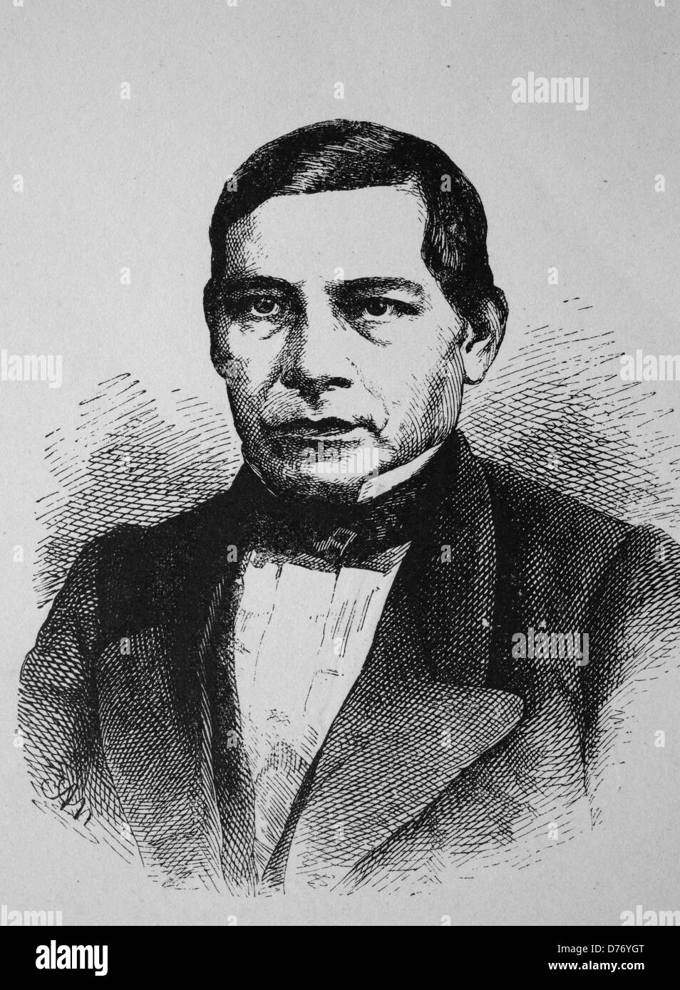 Benito Juarez, 1806-1872, Präsident von Mexiko von 1861 bis 1872, historischen Holzschnitt, um 1880 Stockfoto