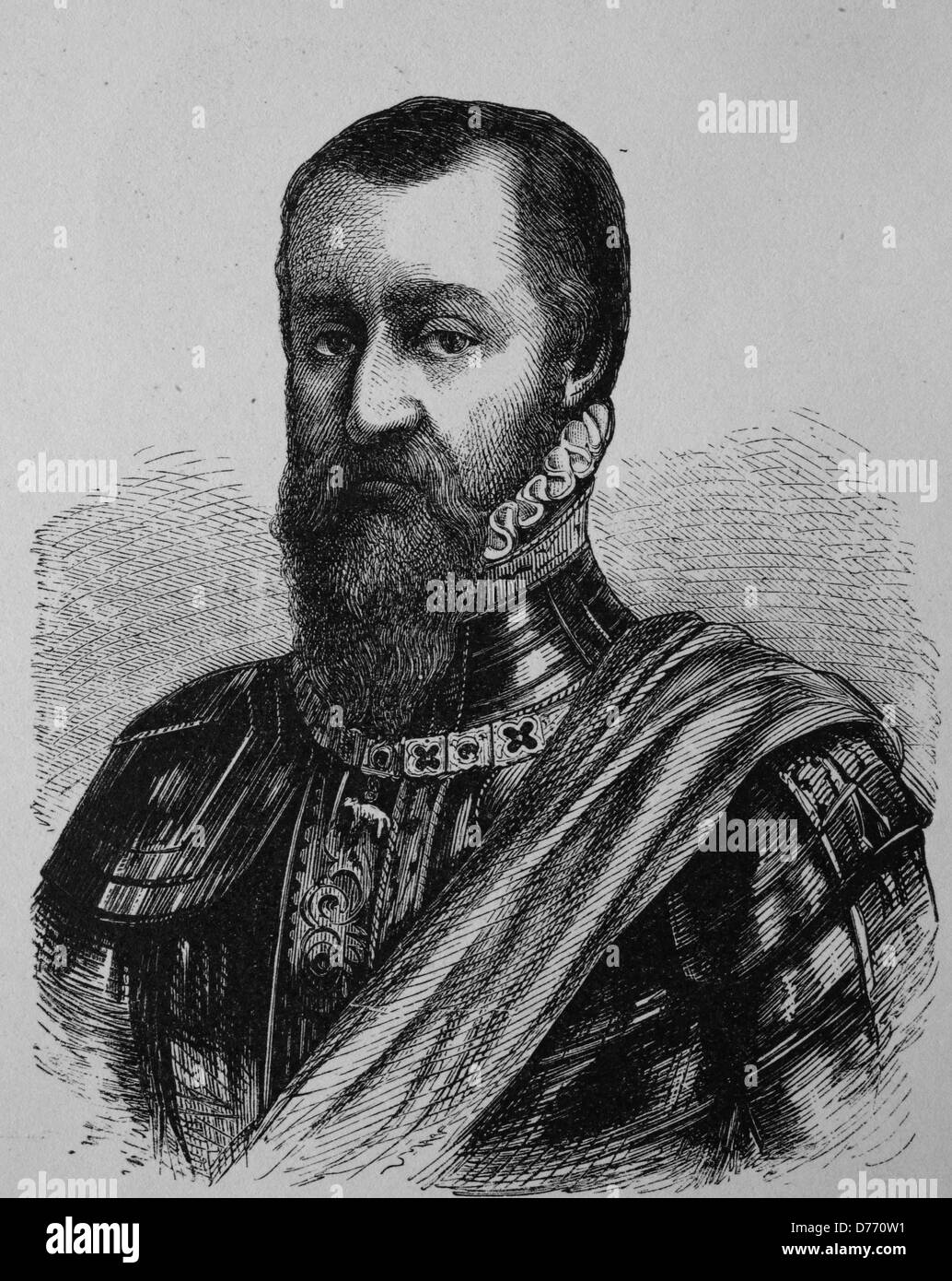 Fernando Alvarez von Toledo, Herzog von Alba, 1507-1582, spanischer Staatsmann und general, historischen Holzschnitt, 1880 Stockfoto
