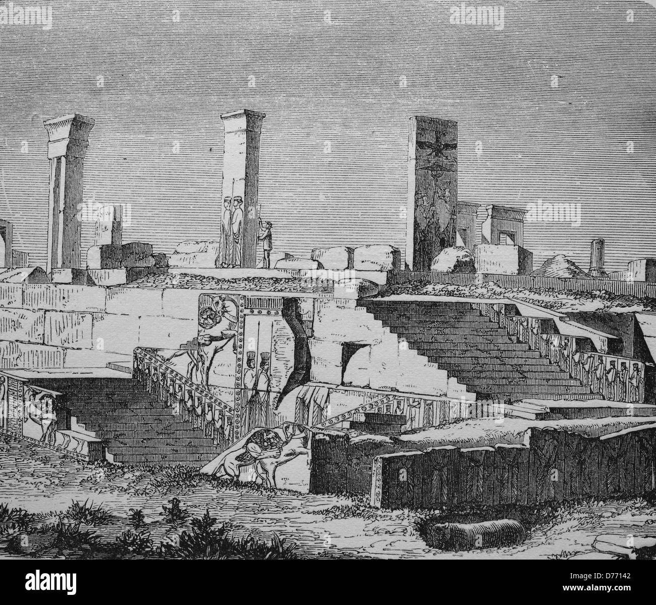 Ruinen von Persepolis, Iran, historischen Holzschnitt, 1870 Stockfoto
