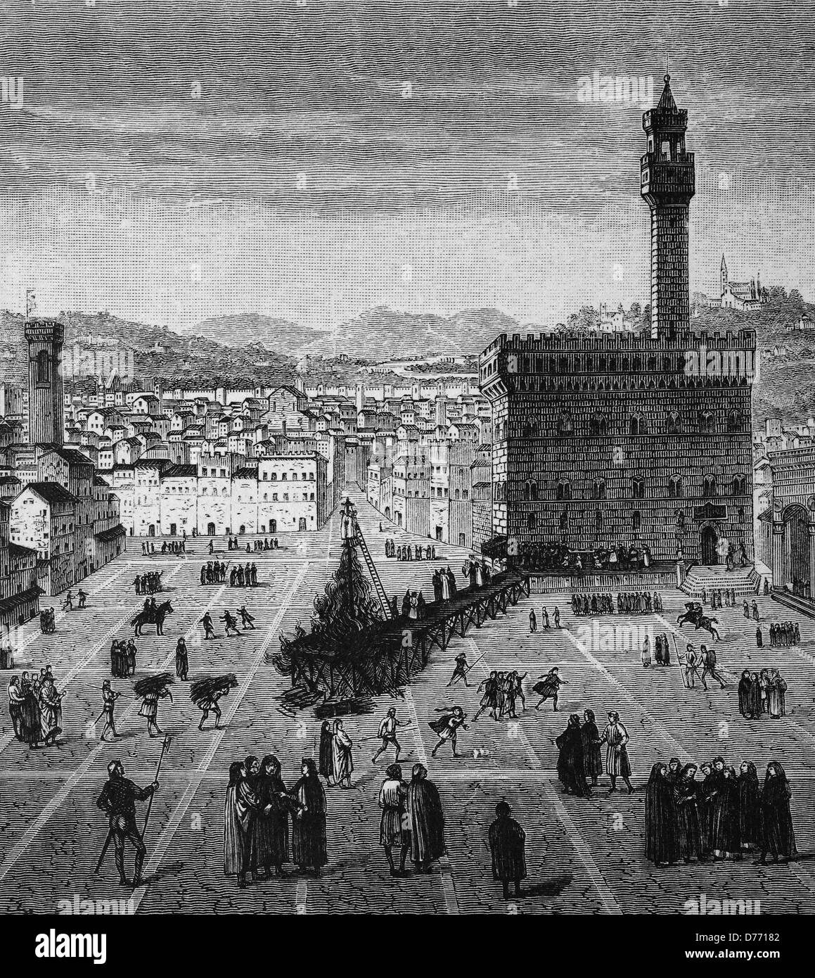 Die Ausführung der Girolama Savonarola, 23. Mai 1498, Florenz, Italien, historischen Holzschnitt, 1870 Stockfoto