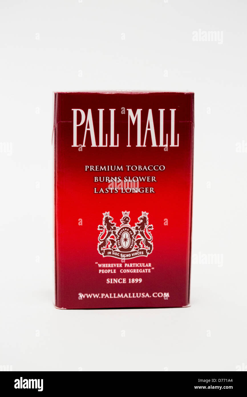 Eine Packung Zigaretten Pall Mall. Stockfoto
