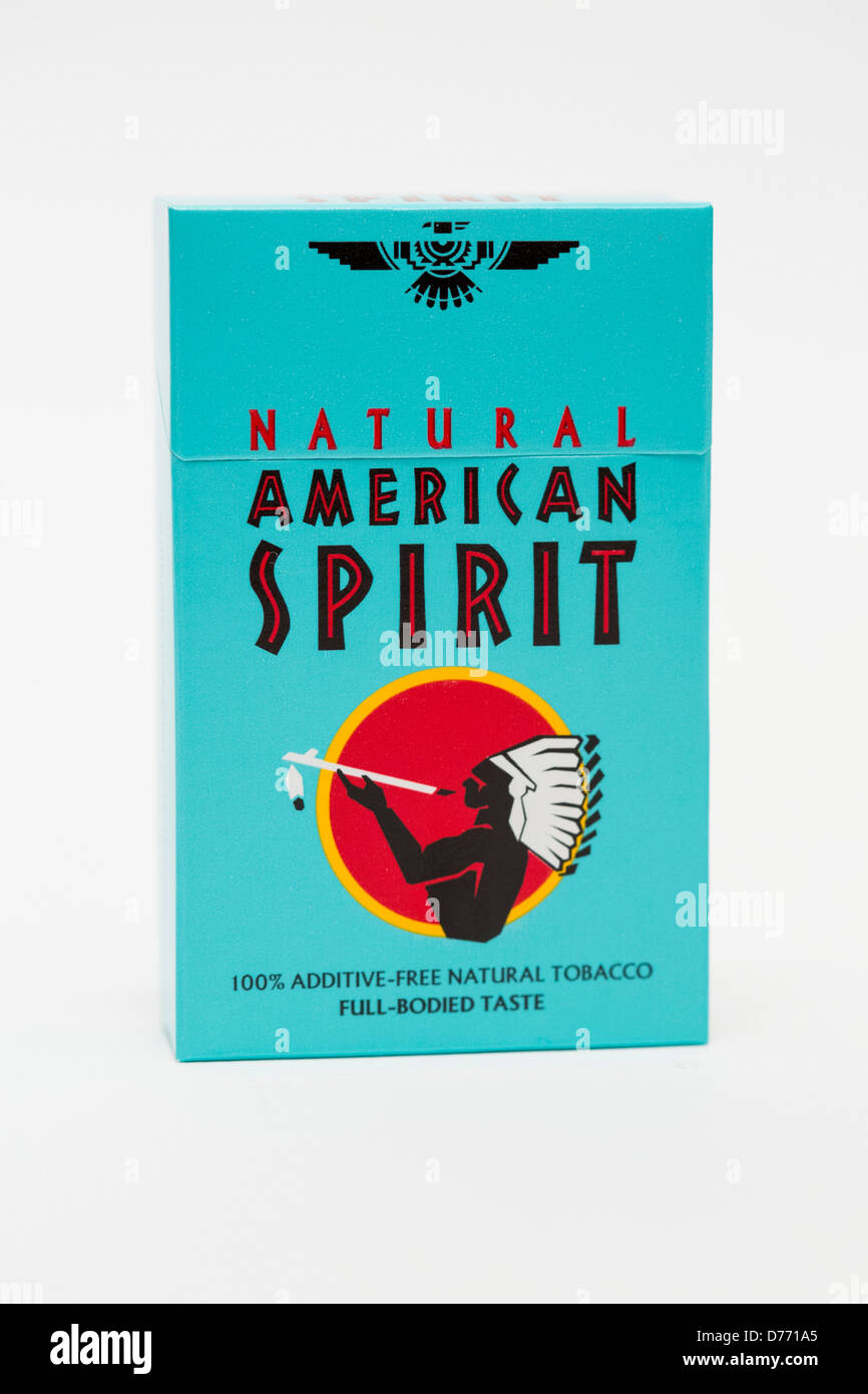 Eine Packung American Spirit Zigaretten. Stockfoto