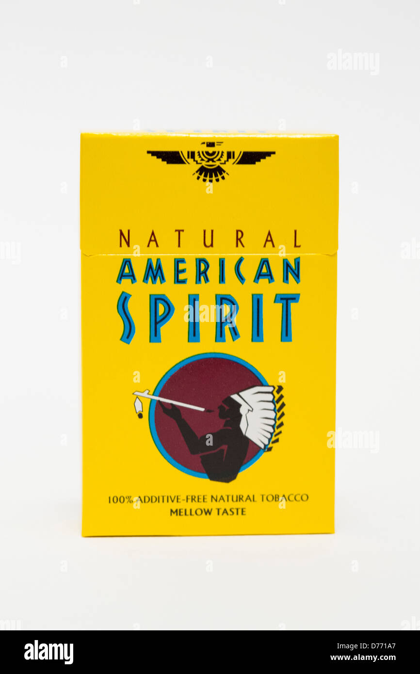 Eine Packung American Spirit Zigaretten. Stockfoto