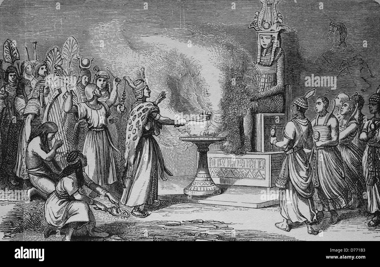Religiöses Fest in Ägypten, Holzschnitt aus dem Jahr 1880 Stockfoto