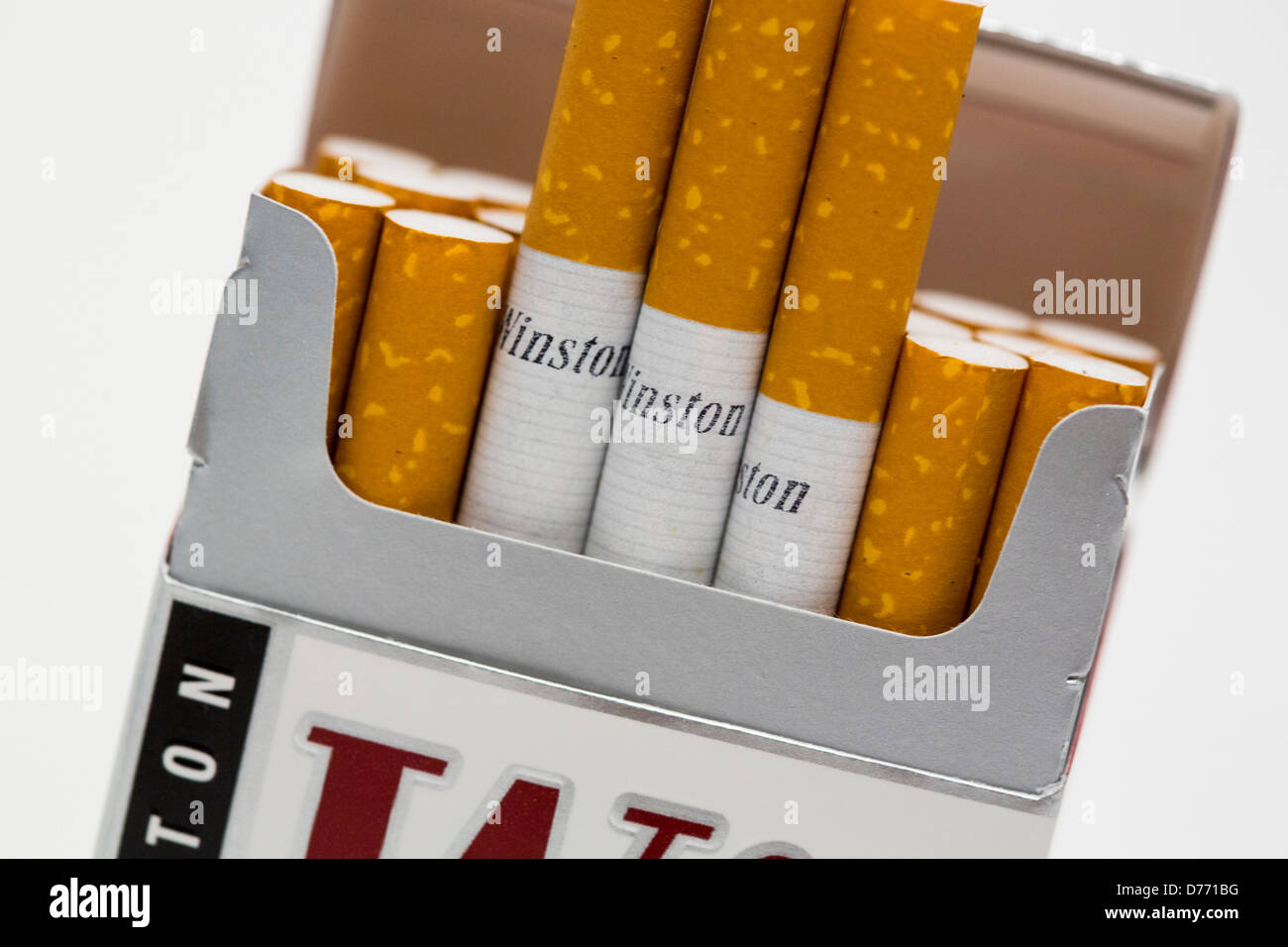 Eine Packung Winston Zigaretten. Stockfoto