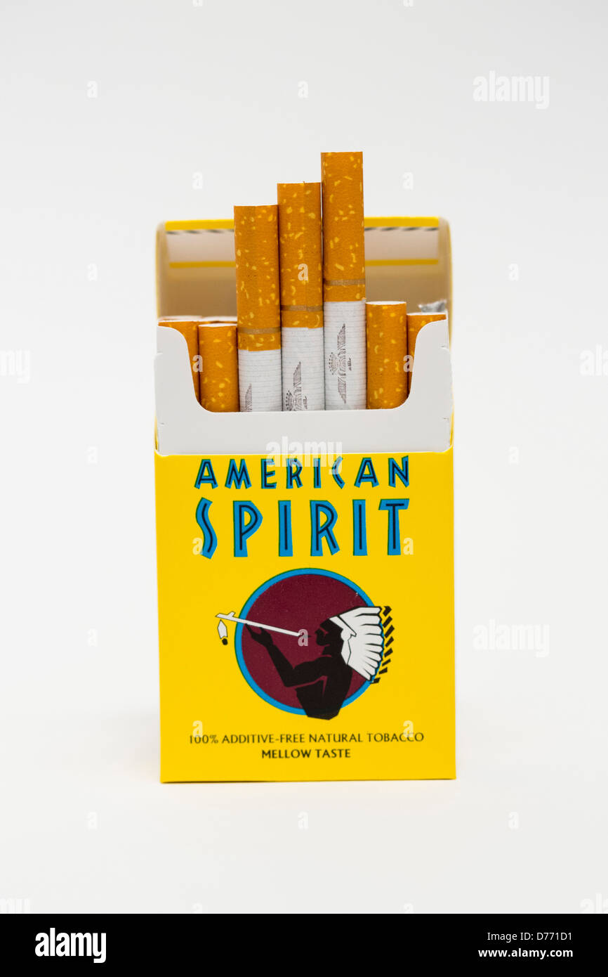 Eine Packung American Spirit Zigaretten. Stockfoto