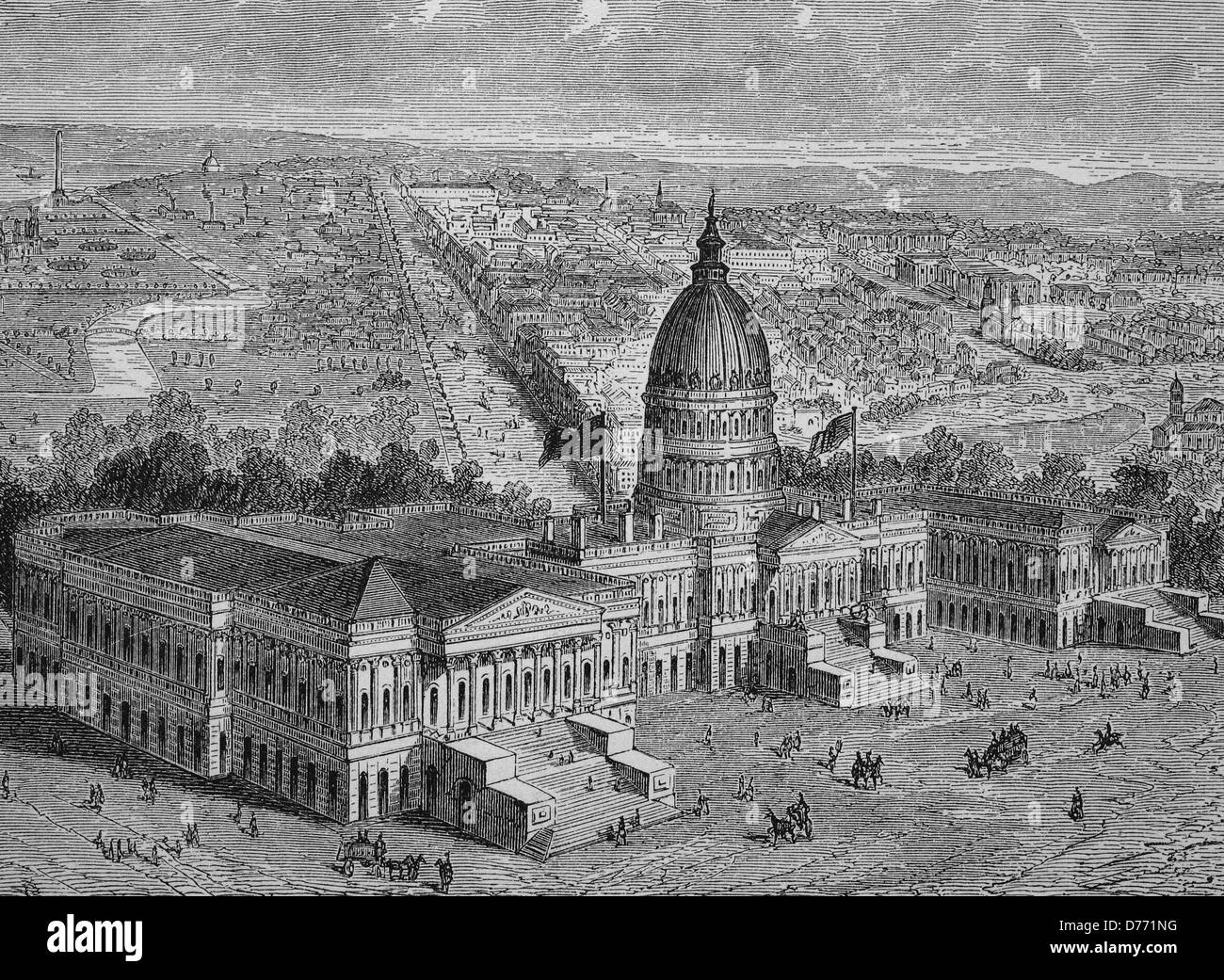Das Capitol, Washington, USA, historischen Holzschnitt, um 1870 Stockfoto