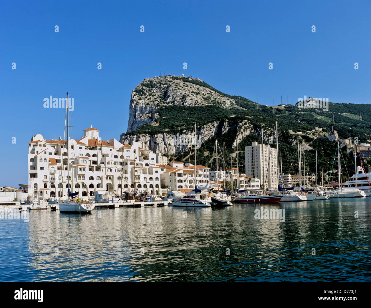 8702 das Gestein aus der Marina, Gibraltar, Europa Stockfoto