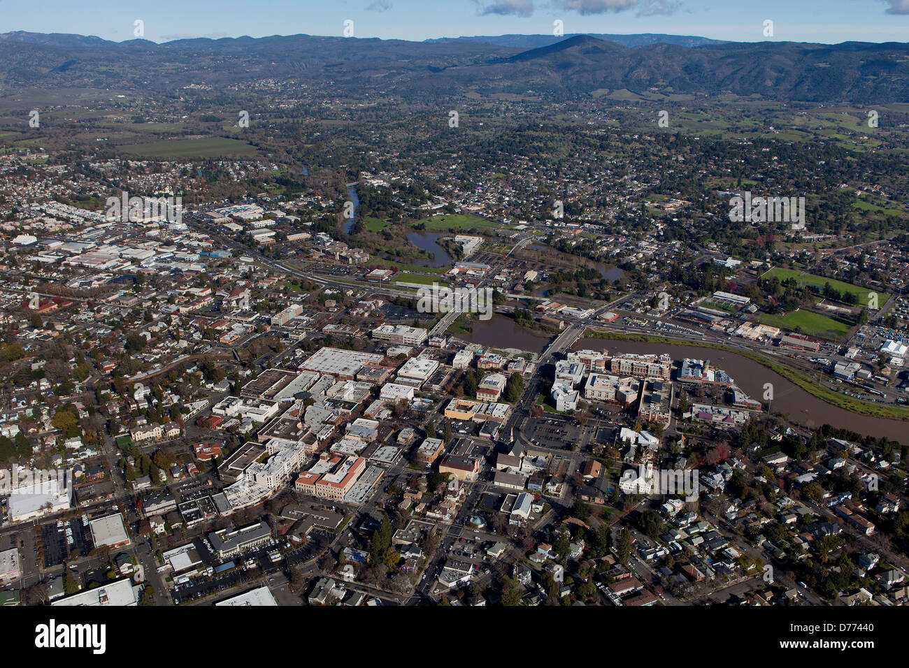 Luftbild Stadt Napa, Kalifornien Stockfoto