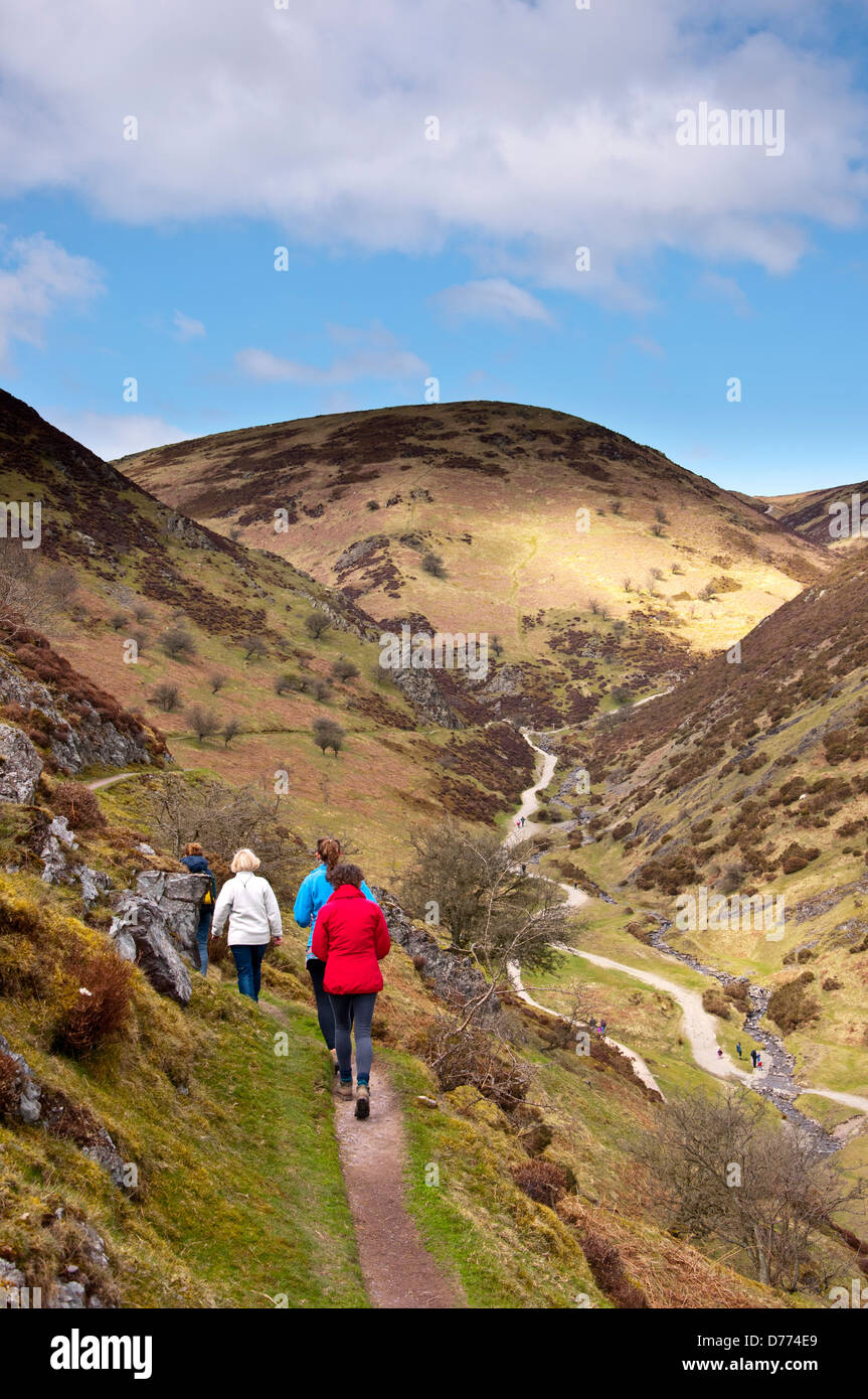 Kardieren Mill Valley The Long Mynd Wanderwege Wanderer Stockfoto